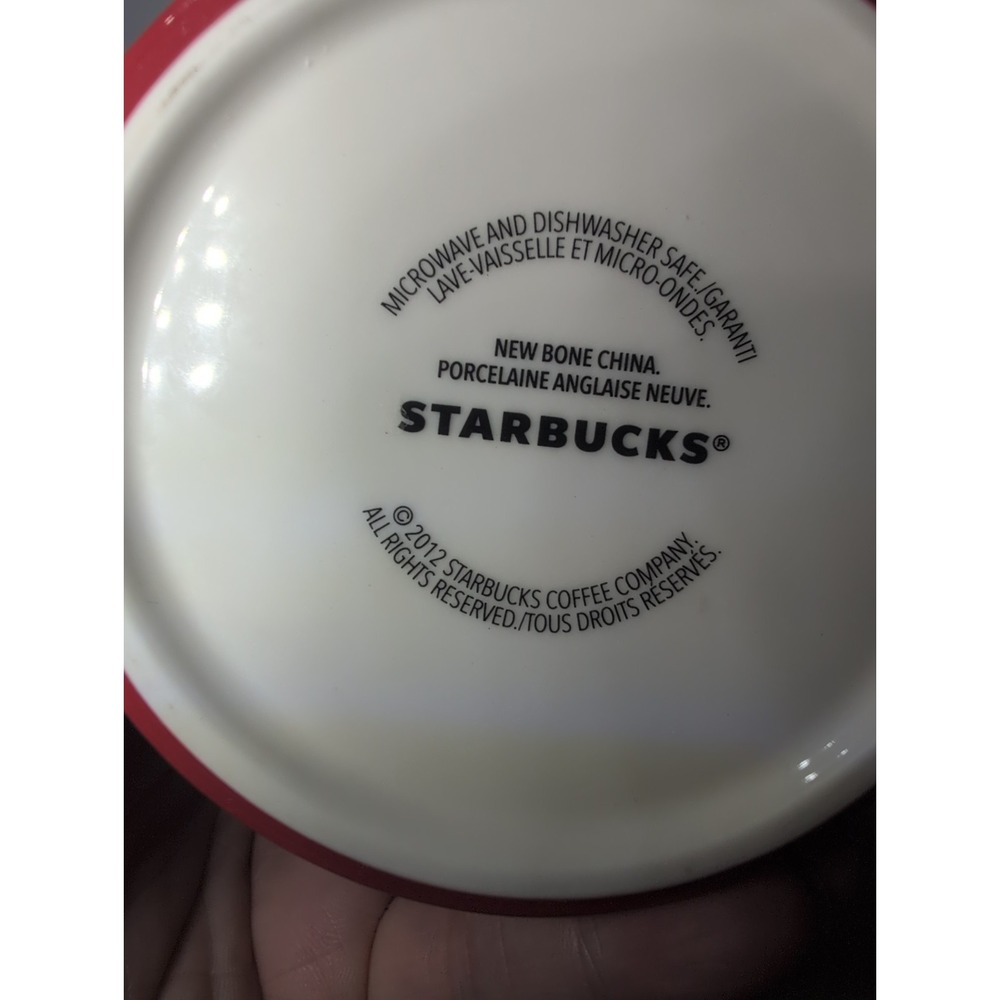 Starbucks 2012 Red Holiday White Gold Ornaments Coffee Tea Mug X-mas Vibes - Picture 6 of 6